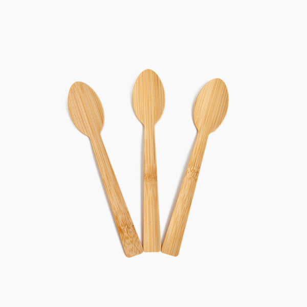 BambooMN Brand - Carbonized Brown 3.5 Oval Head Small Solid Bamboo Spice/Salt/Sugar Spoons, 10pcs