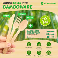 Load image into Gallery viewer, Bamboo Utensils 360 Pieces Assorted Bulk Package
