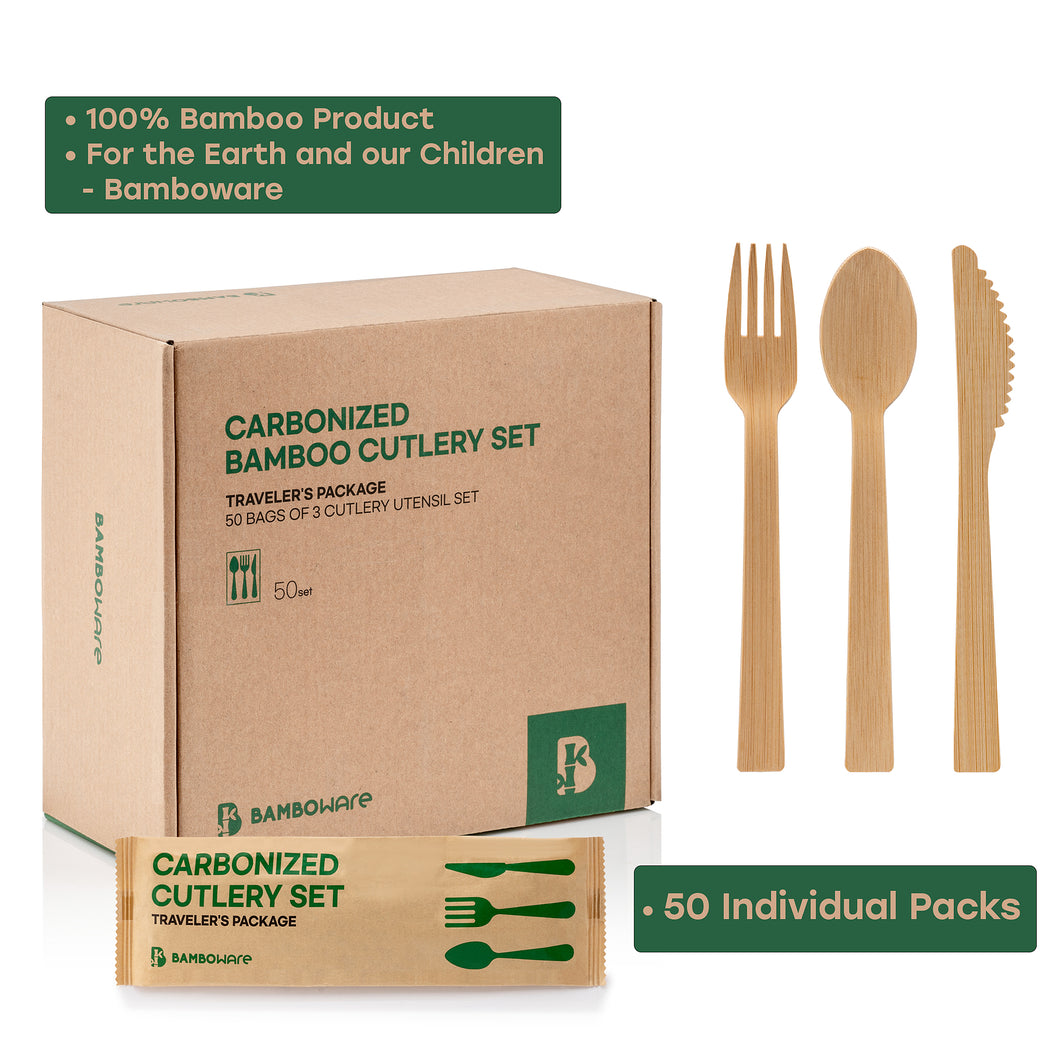 Bamboo Utensils 50 Individual Packs