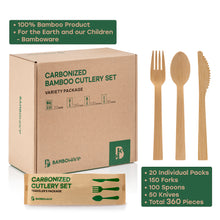 Load image into Gallery viewer, Bamboo Utensils 360 Pieces Assorted Bulk Package
