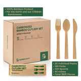 Bamboo Utensils 360 Pieces Assorted Bulk Package